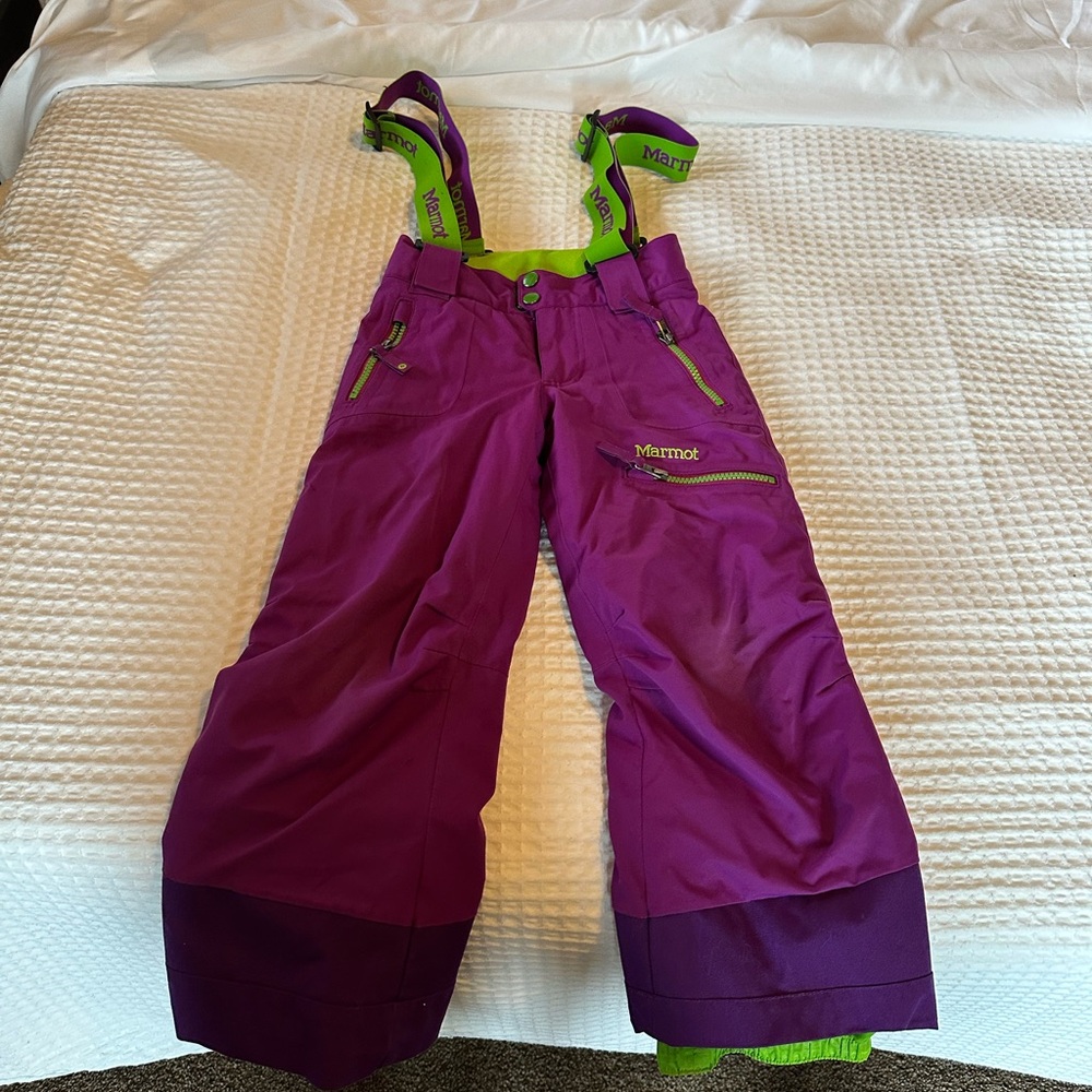 Marmot Kids' Violet and Lime Ski pants